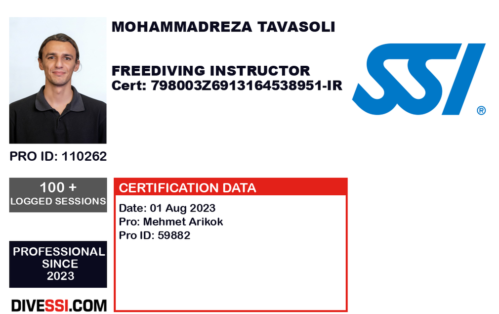 SSI Freediving Instructor certification card